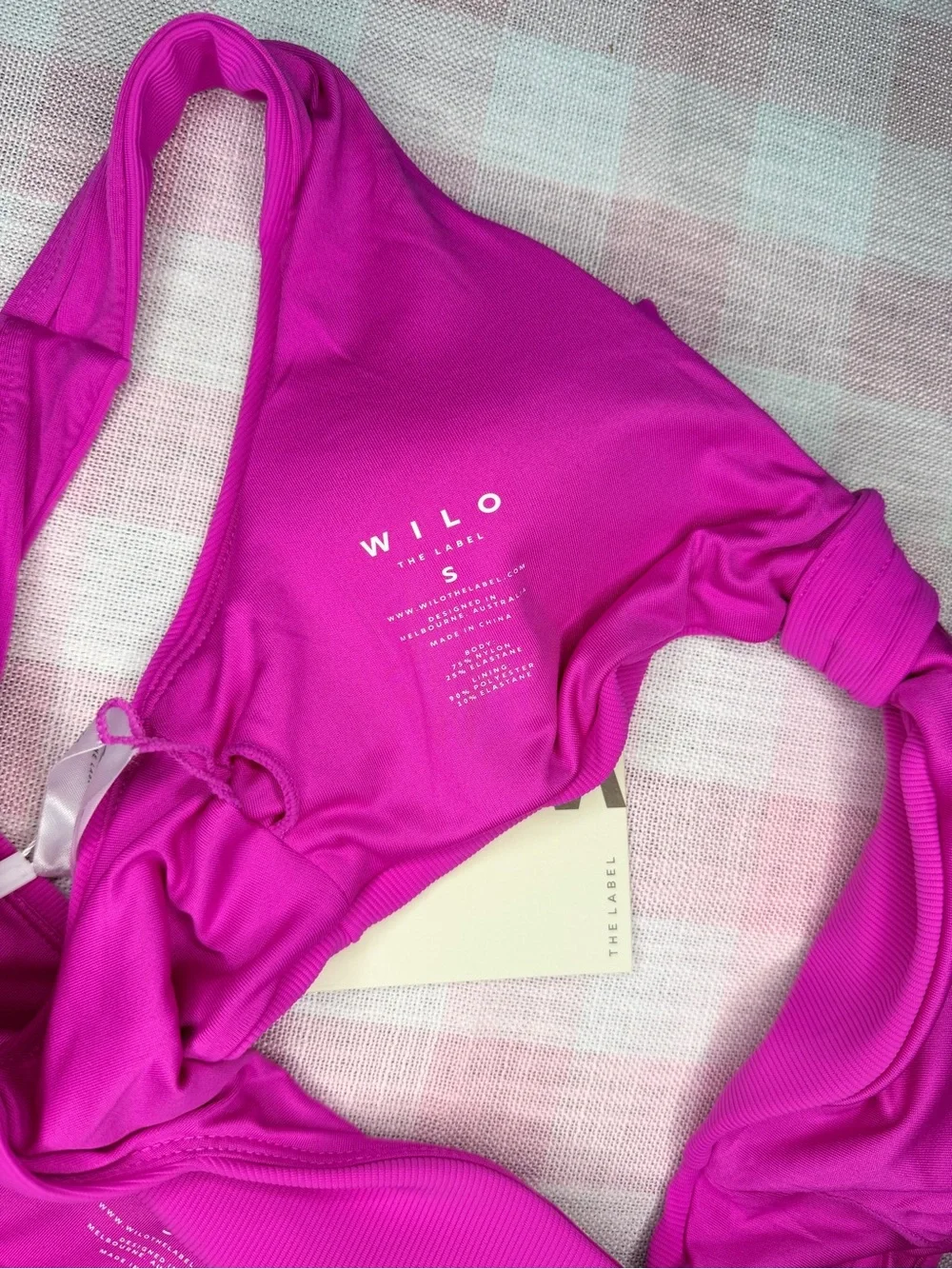 NWT WILO The Label Tie Front Bikini Set Small Sweet Rose Violet Pink